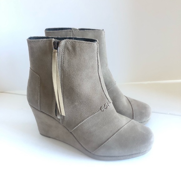 Toms grey wedge booties Clearance
